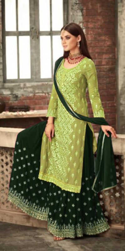 adorable-light-green-green-color-party-wear-georgette-sharara-suit