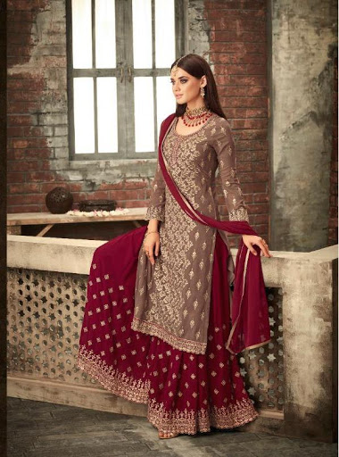adorable-peanut-red-color-party-wear-georgette-sharara-suit