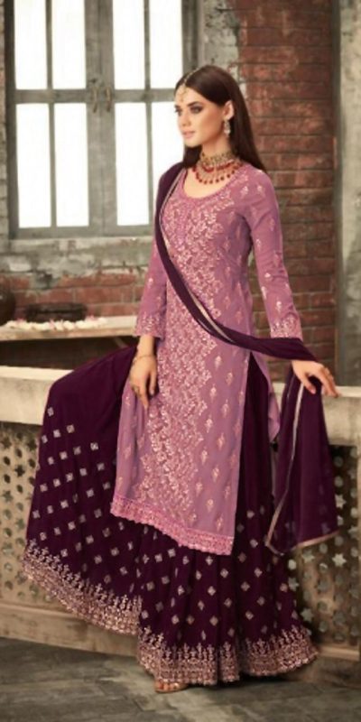 adorable-pink-wine-color-party-wear-georgette-sharara-suit