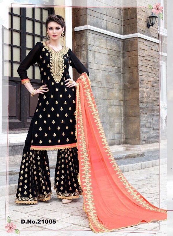 black-color-stylish-gota-patti-pattern-sharara-salwar-suit-with-heavy-work