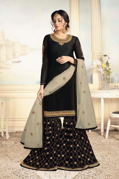 charismatic-black-color-satin-georgette-with-embroidered-work-plazzo-suit