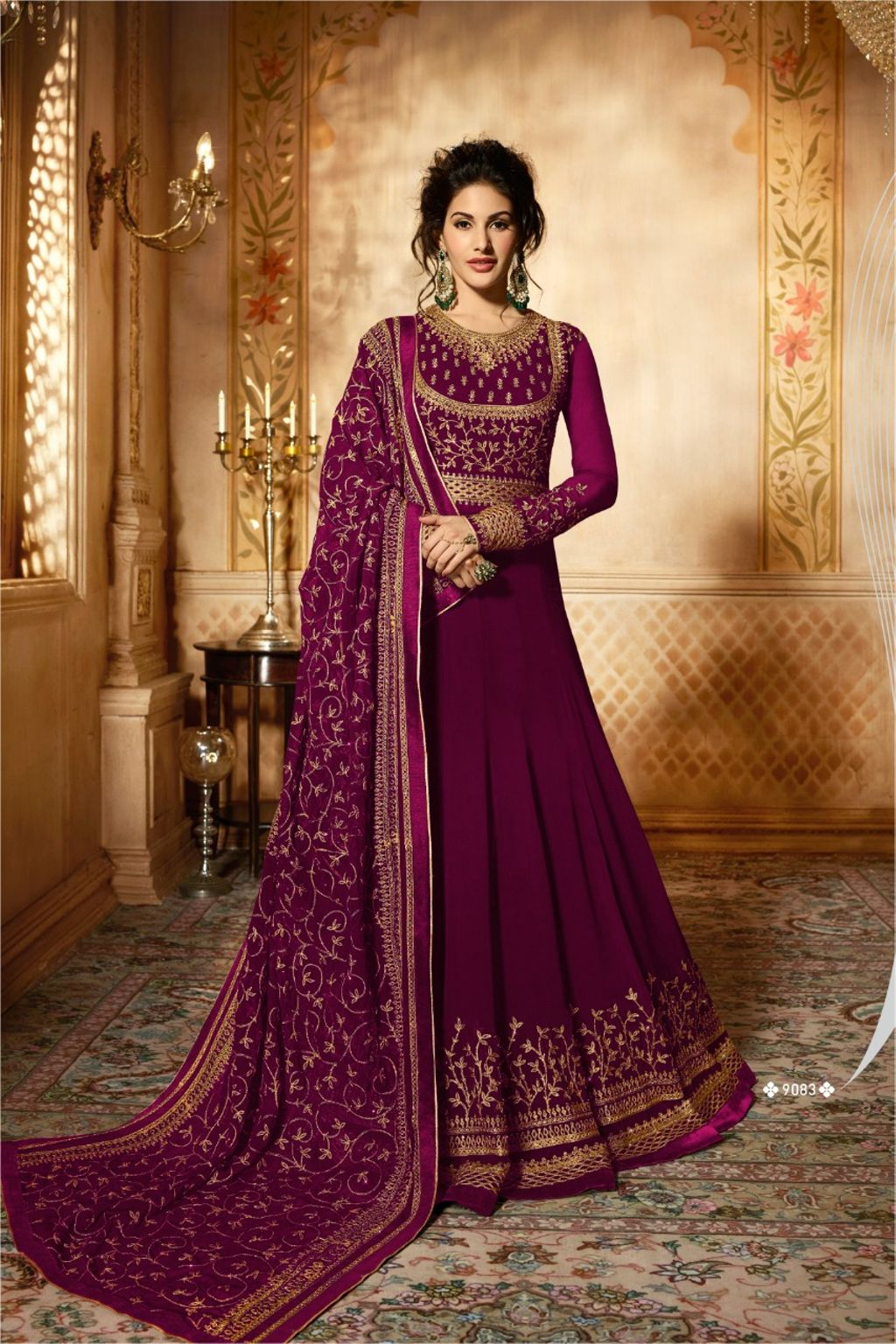 Buy Sitaram designer Embroidered Net Semi Stitched Anarkali Gown (Purple)  Online at Best Prices in India - JioMart.