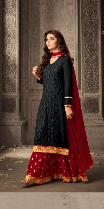 mesmerizing-red-faux-georgette-embroidery-stone-work-sharara-suit