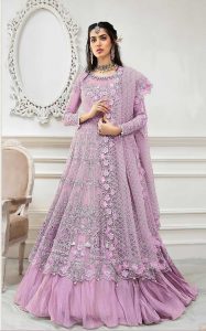 Pleasing Pink Color Butterfly Net With Multi Work Anarkali