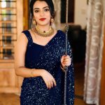 Party Wear Blue Color Georgette Sequence Work Saree For Women's