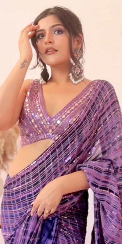 LG 1329 Purple Saree : Georgette Blouse :Taffeta Silk Double Sequence Embroidery Work With Real Mirror Hand Work Party, Wedding,@2149/- Only | Sarees, Bollywood Sarees, Creative Sarees, Designer Sarees, Embroidered Sarees, Ethnic Saree, Modern Digital sarees, Party Wear Sarees