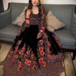 NSR 1251 Black Gown : Georgette Bottom : Micro Cotton Work : Embroidery Sequences Work With Diamond Wedding, Party, Festive,@1699/- Only | Gowns, Bollywood Gowns, Creative Gowns, Designer Gowns, Embroidered Gowns, Party Wear Gowns