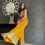 NSR 555 Yellow Jumpsuit : Heavy Faux Georgette Work : Heavy Embroidery With Sequin Work Flair : Each Leg 1.5 M Casual, Party @1699/- | Jump Suits, Salwar suit, Designer Suits, Casual Suits, Creative suits, Palazzo Suits, Party Wear Suits, Straight Suits