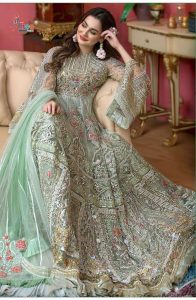 Attractive Green Color Heavy Net with sequence And Embroidery With stone work Anarkali Suit