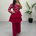 Bombastic Pink Color Heavy Georgette Embroidery Sequence Work Plazzo Suit