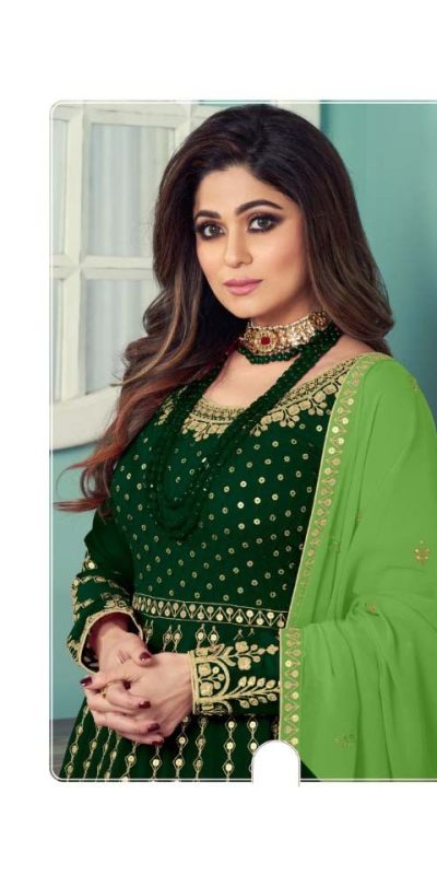 Adorable Green Color Gown Georgette With Embroidery Work