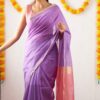 Attractive Light Purple Color Soft Lilan Slab Jacquard Work Saree