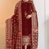 Aglow Maroon Color Georgette Embroidery Stone Work Sharara Suit