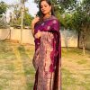 Beautiful Rani Pink Color Soft Lichi Silk With Ordinary Design Saree
