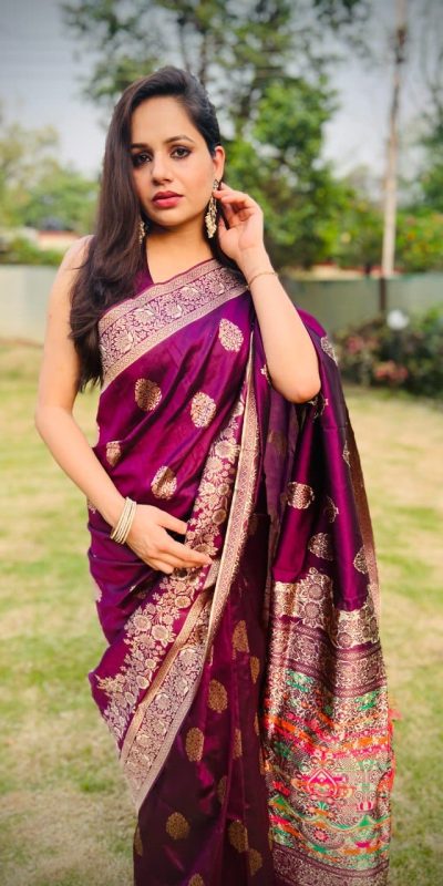 Beautiful Rani Pink Color Soft Lichi Silk With Ordinary Design Saree