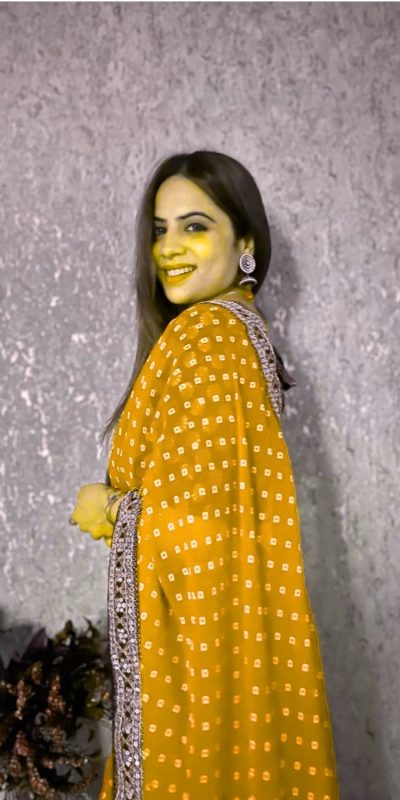 Brilliant Yellow Color Printed Georgette With Sequence Embroidery Lace Saree