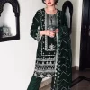 Charming Green Color Velvet Heavy Embroidery Work Salwar Suit