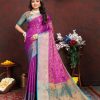 Dazzling Purple Color Lichi Silk Gold & Cooper Zari Weaving Saree
