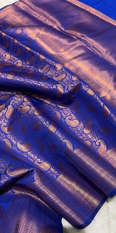 Dazzling Royal Blue Color Soft Lichi Silk Border & Rich Pallu Saree