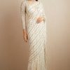 Gorgeous White Color Georgette  Embroidery Sequence Work Saree