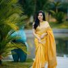 Latest Yellow Color Lichi Silk Jacquard Work Beautiful Saree