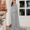 Stylish Grey Color Georgette Multi & Sequins Embroidery Work Saree