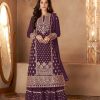 Stylish Maroon Color Georgette Sequins Work Sharara Suit