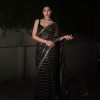 Superb Black Color Georgette With Heavy Sequins Embroidery Work Saree