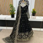 Graceful Black Color Georgette Embroidery Sequence Work Gown