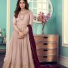 Adorable Peach Color Gown Georgette With Embroidery Work