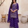 Artful Purple Color Heavy Georgette Embroidered Work Sharara Suit