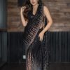 Attractive Black Color Georgette With Sequence Work Saree