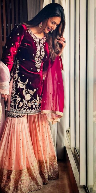 KD 1138 Maroon Top : Heavy Velvet Work : Thread Work Wedding, Party, Festive, Events Etc. Thread Work Sharara @2049 | Salwar suit, Designer Suits, Casual Suits, Creative suits, Palazzo Suits, Party Wear Suits, Straight Suits