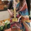 Beautiful Multi Color Digital Print Work Crush Pleated Saree
