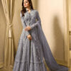 LT 1706 GreyColor: GreyFabrics: Top Fabric :Georgette Bottom Fabric : Santoon Dupatta Fabric : NazmeenStitch Type: Semi-Sttiched | Anarkali Suits, Bollywood Anarkali, Creative-Anarkali, Designer Anarkali, Embroidered Anarkali, Party Wear Anarkali
