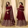 Floor Length Anarkali For Women's In Maroon Color With Heavy Georgette