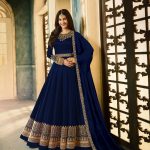 Fragile Blue Color Rangoli With Cording Work Anarkali Suit