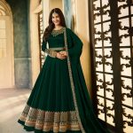 Fragile Green Color Rangoli With Cording Work Anarkali Suit