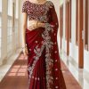 Gorgeous Maroon Color Kasturi Silk With Zari & Thread Work Saree