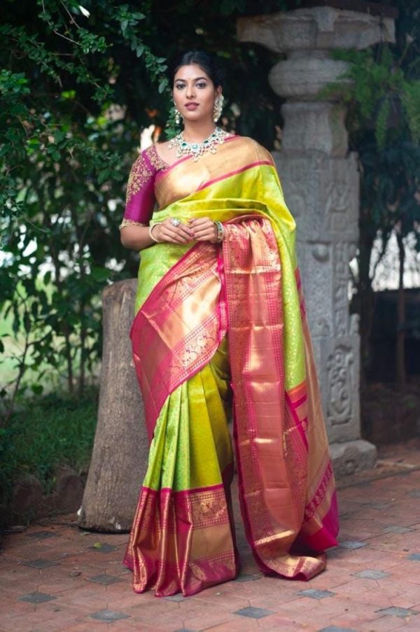 KP 4018 Green Color Soft Lichi Silk Jacquard Work Saree Casual, Party Wear, Wedding, Events Etc. Expected Delivery 4-6 Working Days @1499/- | Sarees, Bollywood Sarees, Creative Sarees, Designer Sarees, Embroidered Sarees, Ethnic Saree, Modern Digital sarees, Party Wear Sarees