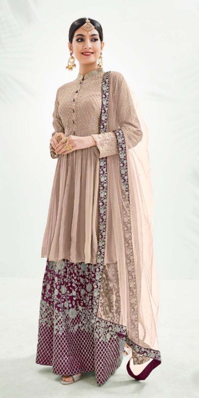 latest-brown-color-georgette-with-embroidery-work-sharara-suit
