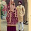 New Exclusive Purple Color Embroidery Work Sharara Suit