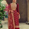 New Exclusive Red Color Embroidery Work Sharara Suit