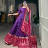 YNF 5007 Purple Color Tussar Silk Print With Foil Printed Gown Casual, Wedding, Party, Festive, Events Etc. Expected Delivery 4-6 Working Days @2049/- | Gowns, Bollywood Gowns, Creative Gowns, Designer Gowns, Embroidered Gowns, Party Wear Gowns
