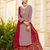 Red Georgette Embroidered Sharara Suit With Real Mirror Work