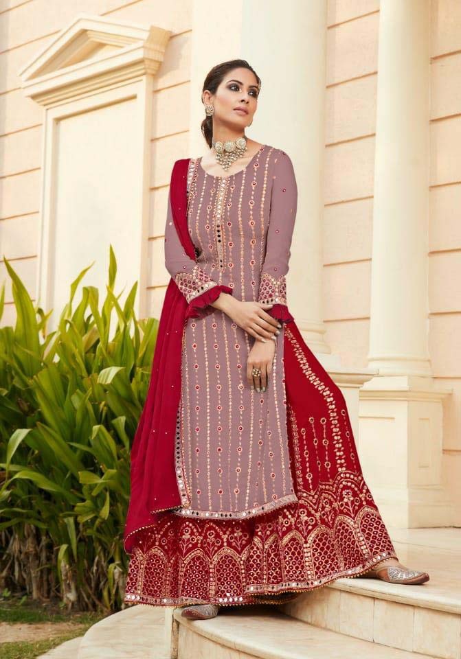 FC 9704 Red Top : Georgette Work : Embroidery Work, Mirror Work Wedding, Festive, Events Black Georgette Embroidered Sharara @2099 | Salwar suit, Designer Suits, Casual Suits, Creative suits, Palazzo Suits, Party Wear Suits, Straight Suits