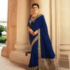 Exemplary Royal Blue Color Sana Silk With Jacquard Lace Saree