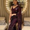 Stunning Purple Color Fancy Sequence Work Party Wear Sarees
