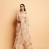 Beautiful Cream Color Organza Silk With Embroidery Work Saree