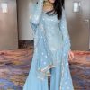 Yankita Kapoor Pretty Sky Blue Color Georgette Sequence Work Sharara Set